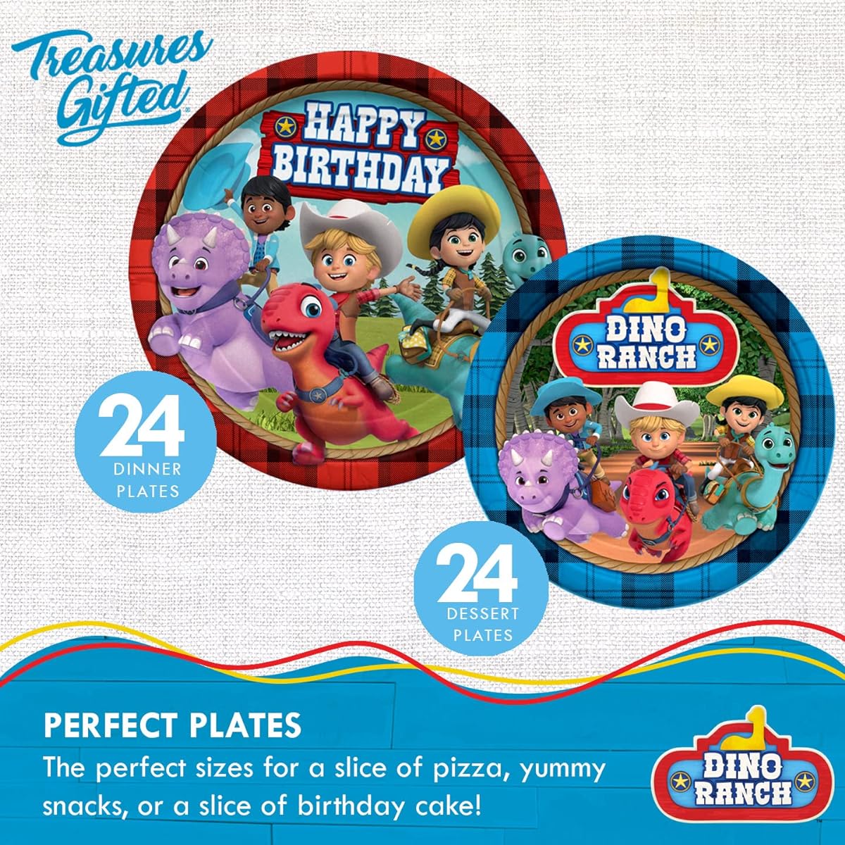 Treasures Gifted Dino Ranch Birthday Party Supplies - For 24 Guests - Dino Ranch Party Supplies - Dino Ranch Birthday Decorations, Dinosaur Plates, Dinosaur Balloons and More