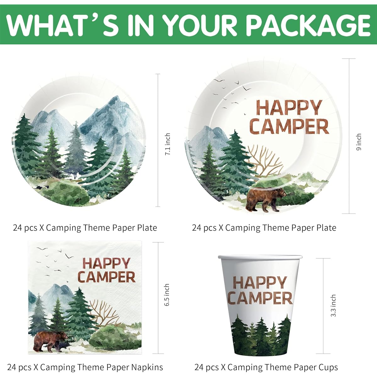 APOWBLS Camping Party Supplies Decoration Set