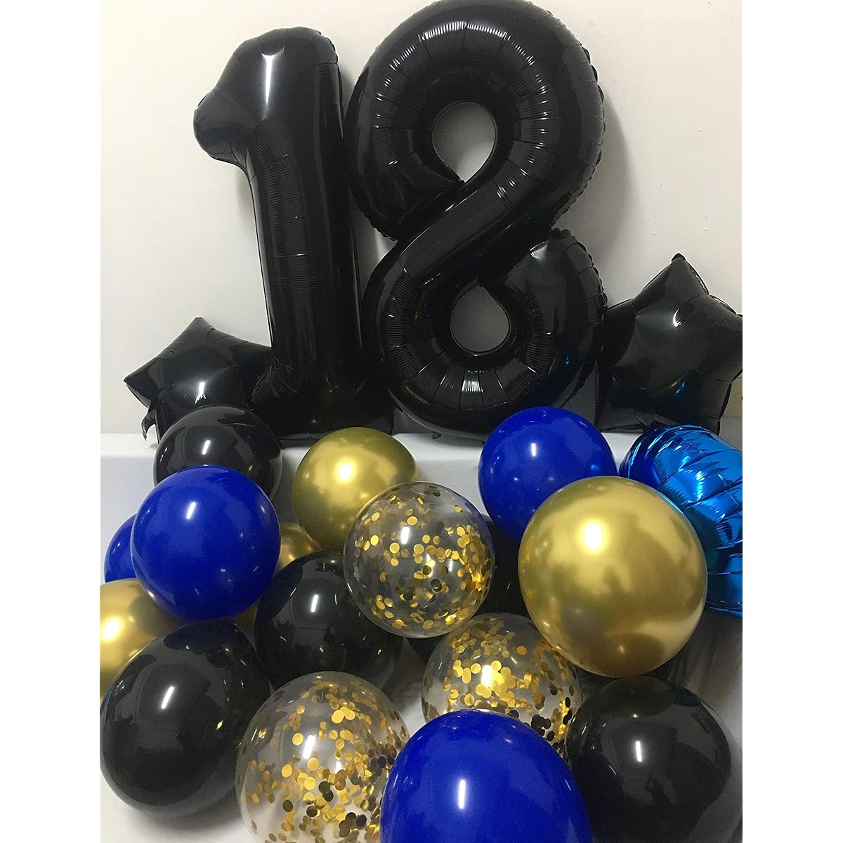 18th Birthday Decorations for Boys - Royal Blue Gold Happy 18 Birthday Balloons Party Supplies for Men with Black Banner (18th Blue)