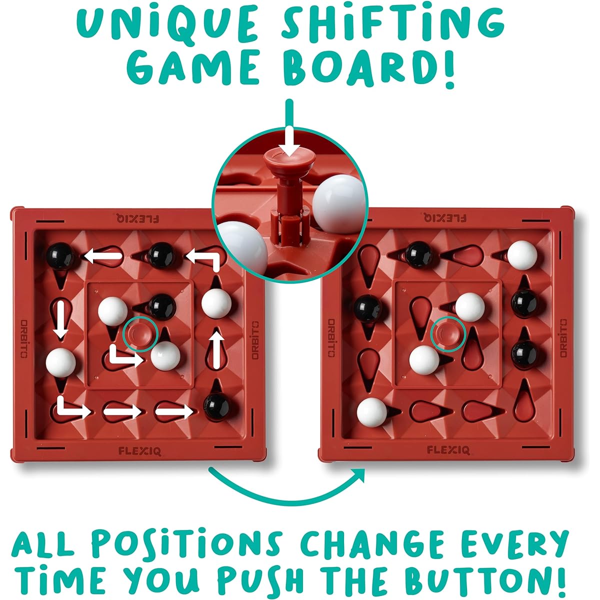 FlexiQ Orbito Board Game - Strategy Game for Kids and Adults, Fun Family Game Night Entertainment for Ages 7 and Up, 2 Players, 10 Minutes Play Time