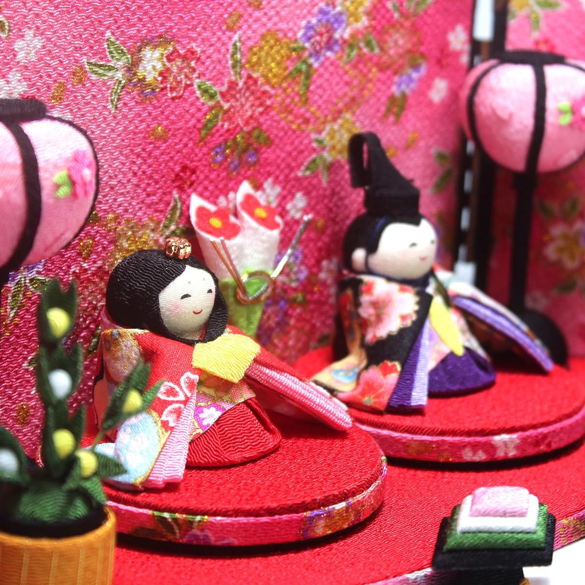 Hina dolls, Hina dolls, 3-panel folding screens, compact, miniature, ornaments, crepe, craftsmanship
