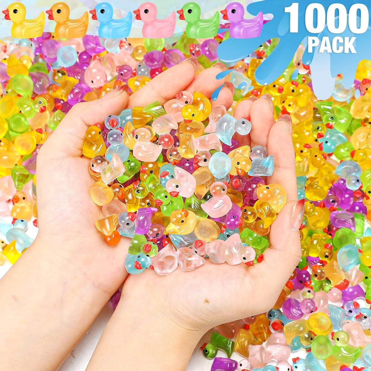 Barydat 1000 Pack Luminous Mini Resin Duck Bulk Prank Idea Gift Glow in the Dark Little Duck Mini Resin Animal Miniature Little Duck Micro Fairy Garden Dollhouse Ornament
