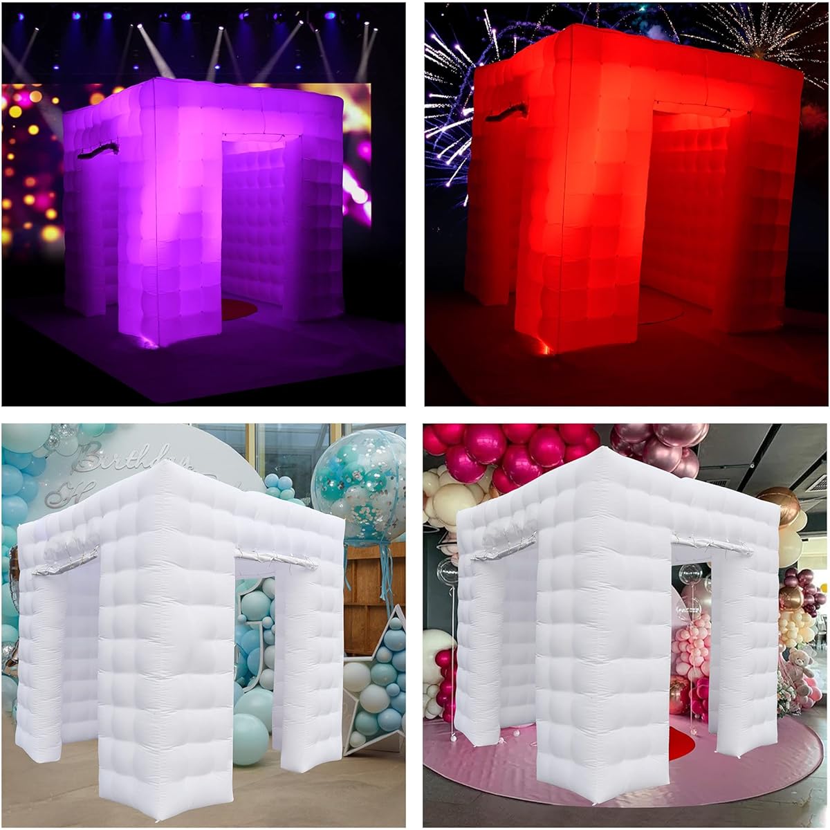 OLYLO Portable Inflatable Photo Booth Enclosure Inflatable LED Photo Booth Tent with Air Blower and Remote Control Photo Booth Backdrop for Wedding Events