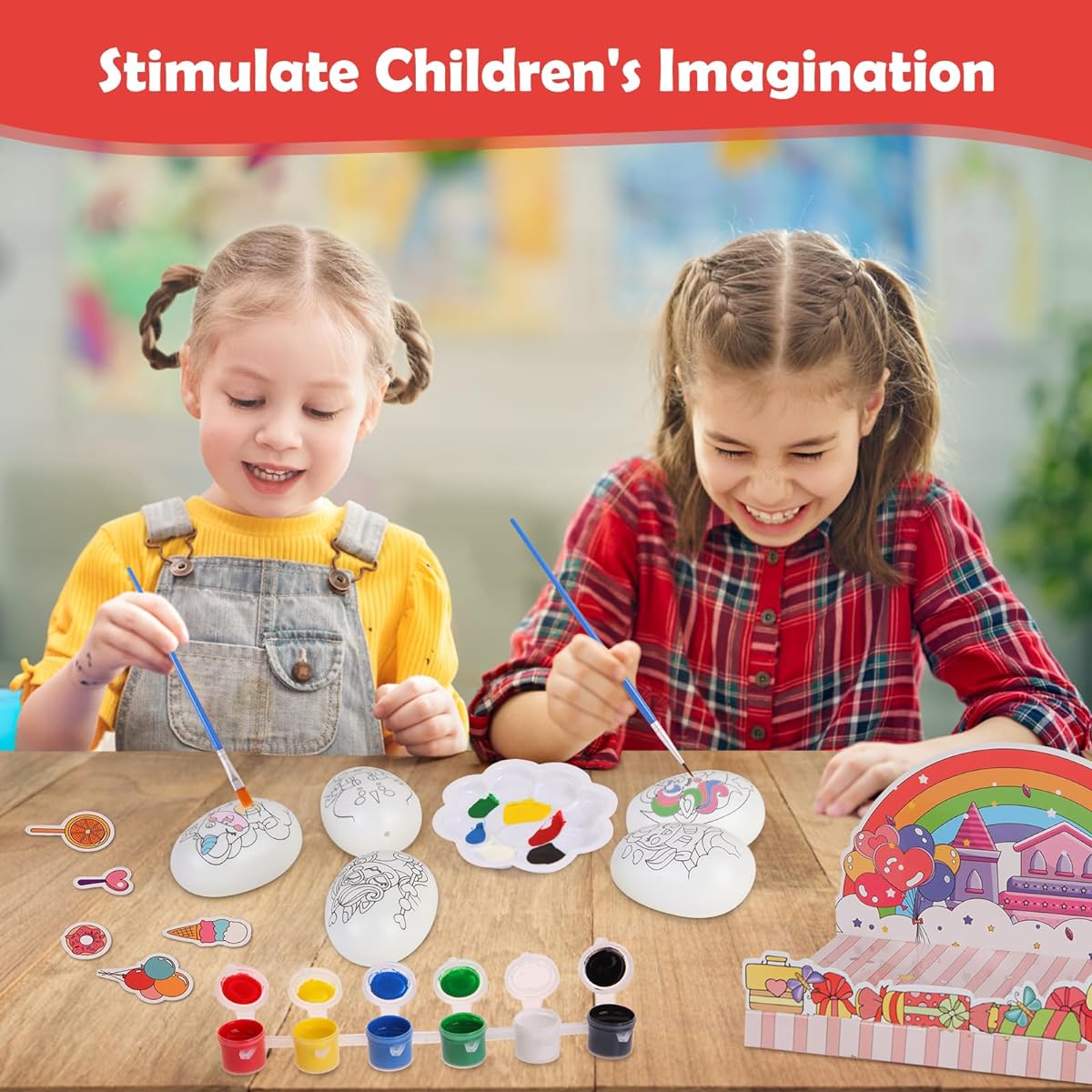 Easter Egg Unicorn Painting Kit, 5 Pieces Paintable Easter Eggs for Girls, Kids, Teens, Boys, DIY Art and Easter Craft Egg Painting for Easter Decorations, Easter Basket Stuffers, Gifts, Party Favors