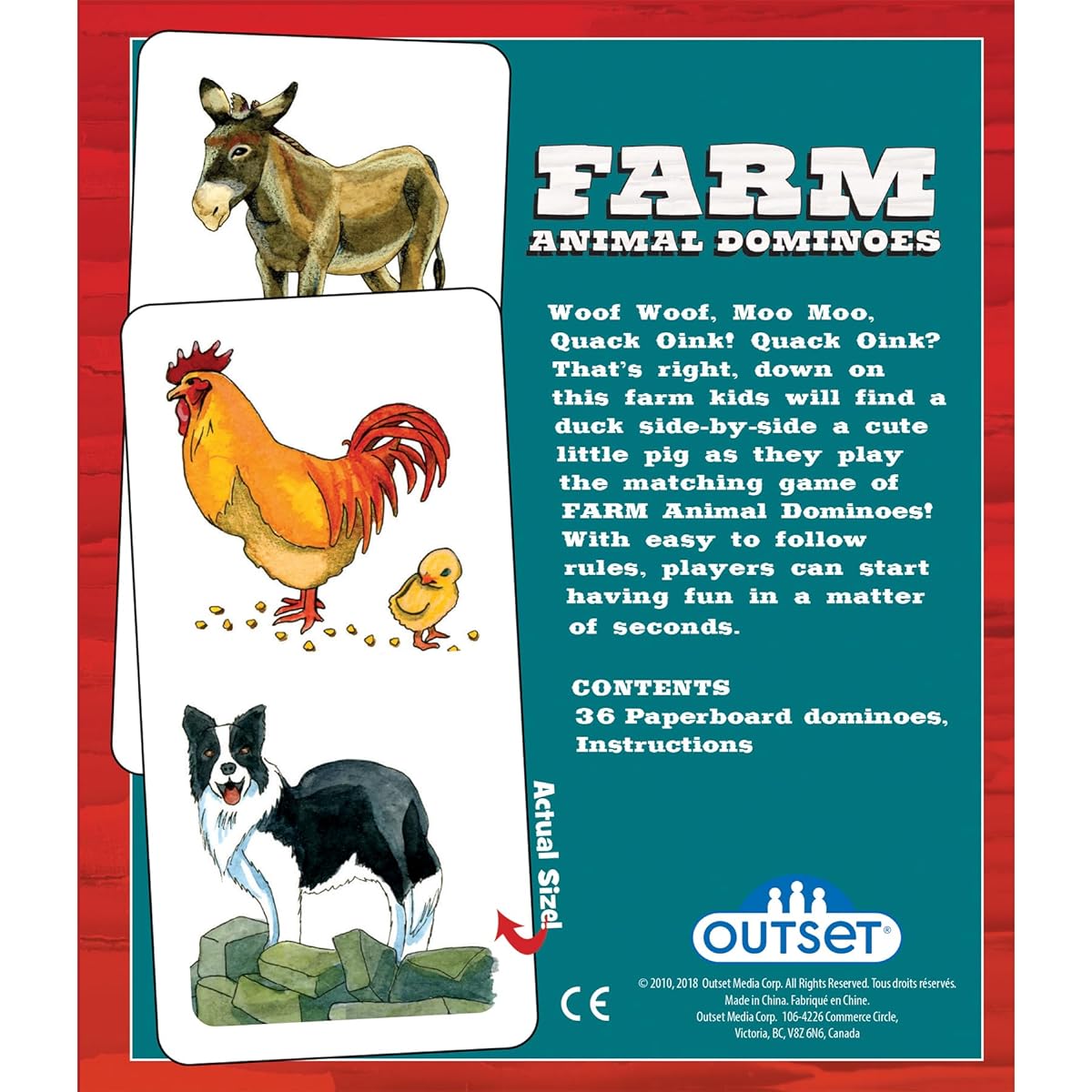 Kids Matching Game - Farm Animal Dominoes - Classic Matching Game for Children