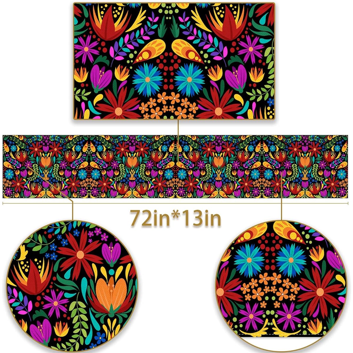 Pudodo Day of the Dead Table Runner Dia De Los Muertos Altar Decorations for Festival Holiday Party Kitchen Dining Room Home Decorations