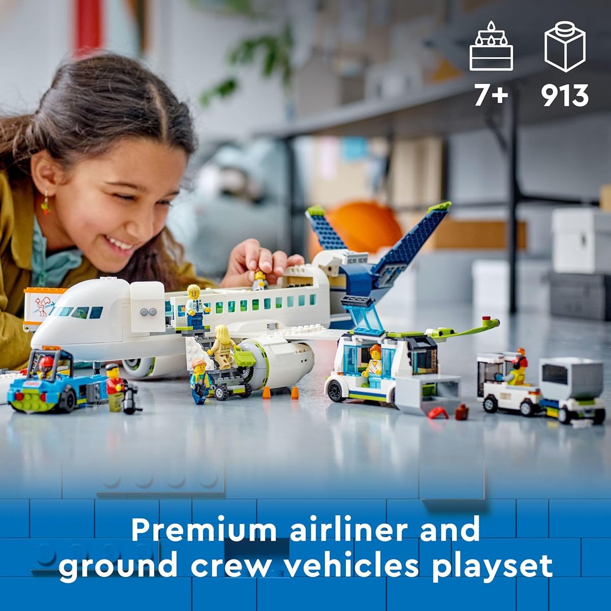 LEGO Lego City Passenger Plane 60367 Building Toy Set for Kids Fun Airplane STEM Toys Large Plane Passenger Bus Luggage Truck Container Loader 9 Minifigures Included, 6425817