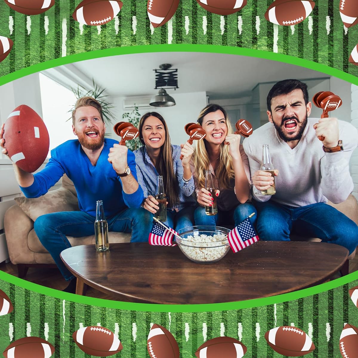 40 Pcs Plastic Football Clapper Bulk Noise Maker Football Match Accessories Cheer Supplies Football Games Events Birthday Fiesta Carnival Party 7.3 x 3.9 inches