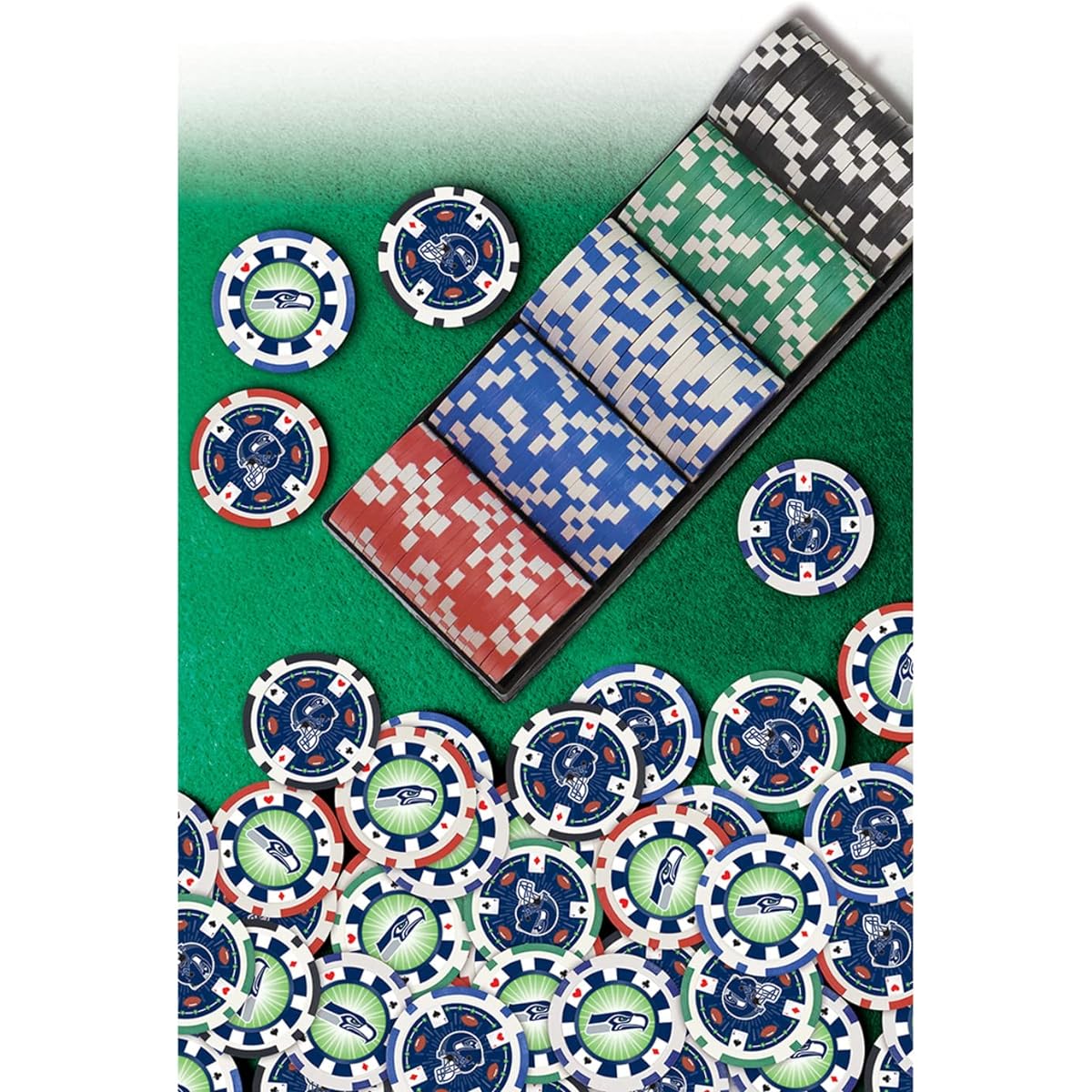MasterPieces Game Day - NFL Seattle Seahawks - 100 Piece Poker Chip Set Casino Style