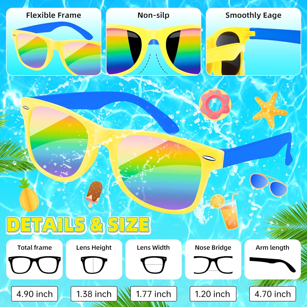 OCTERIC Kids Sunglasses 24 Pack Bulk Party Favors Summer Beach Pool Party Birthday Graduation Boys Girls 3-6 Years