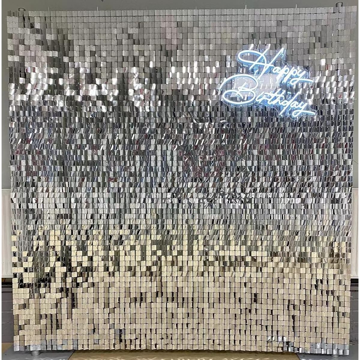 FlavorThings Easy Setup 24 Panel Silver Sequins Sparkle Wall Backdrop Panels Party Decorations for Wedding, Anniversary, Birthday, Engagement, Bachelorette Parties (Silver 24)