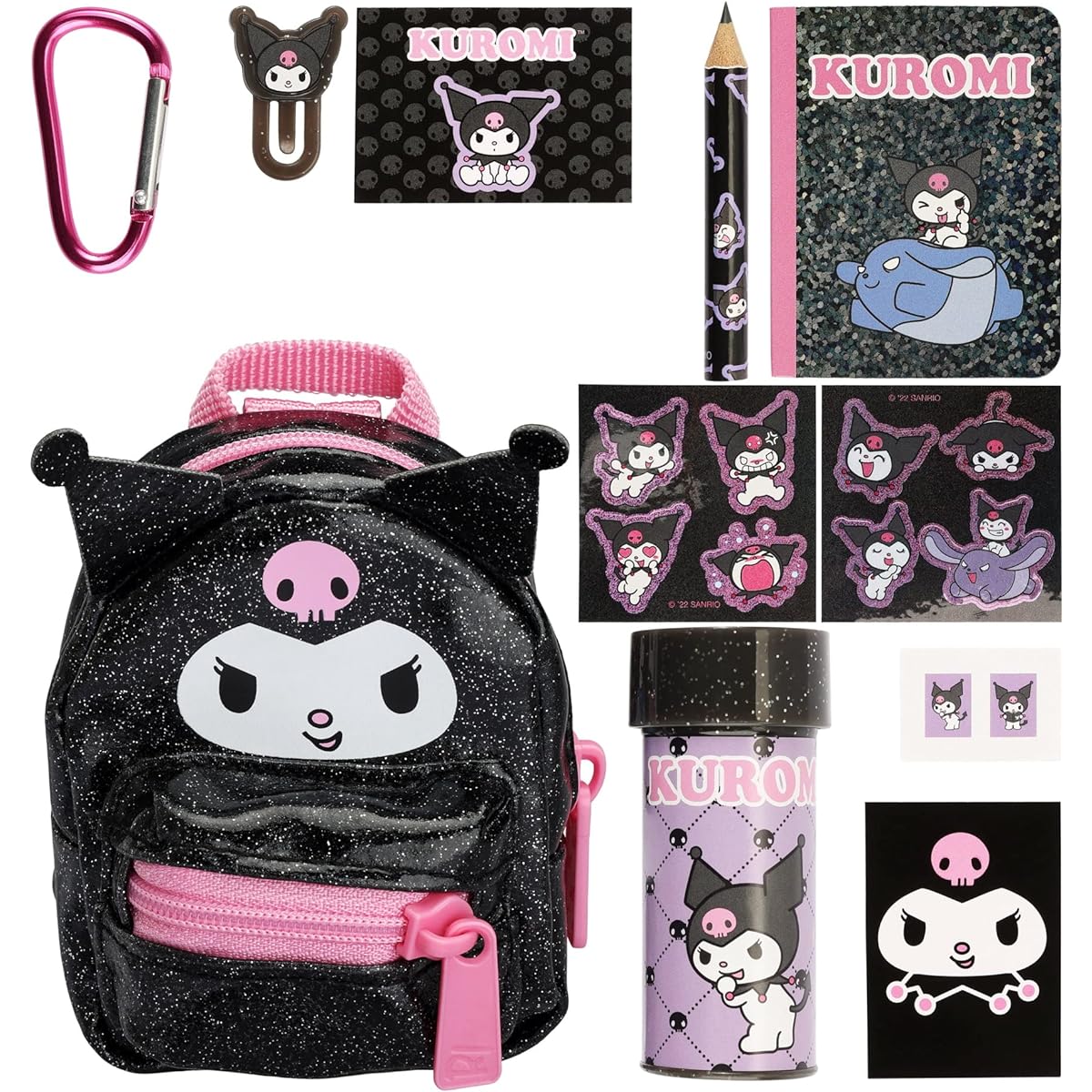 REAL LITTLES - Collectible Micro Hello Kitty and Friends Backpack with 6 Surprise Accessories (Kuromi)