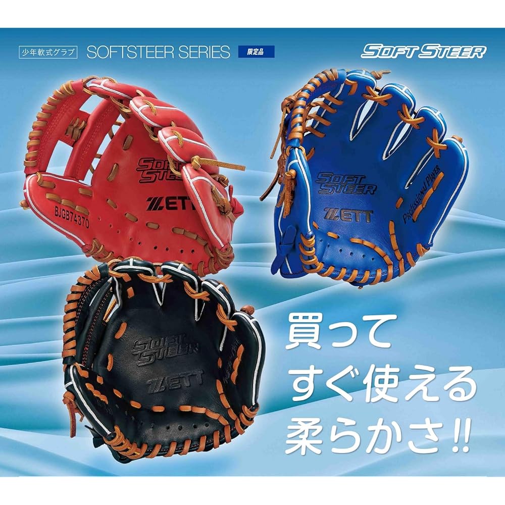 ZETT Boys' Baseball Softball Catcher's Mitt Soft Steer Right Thrower BJCB74322