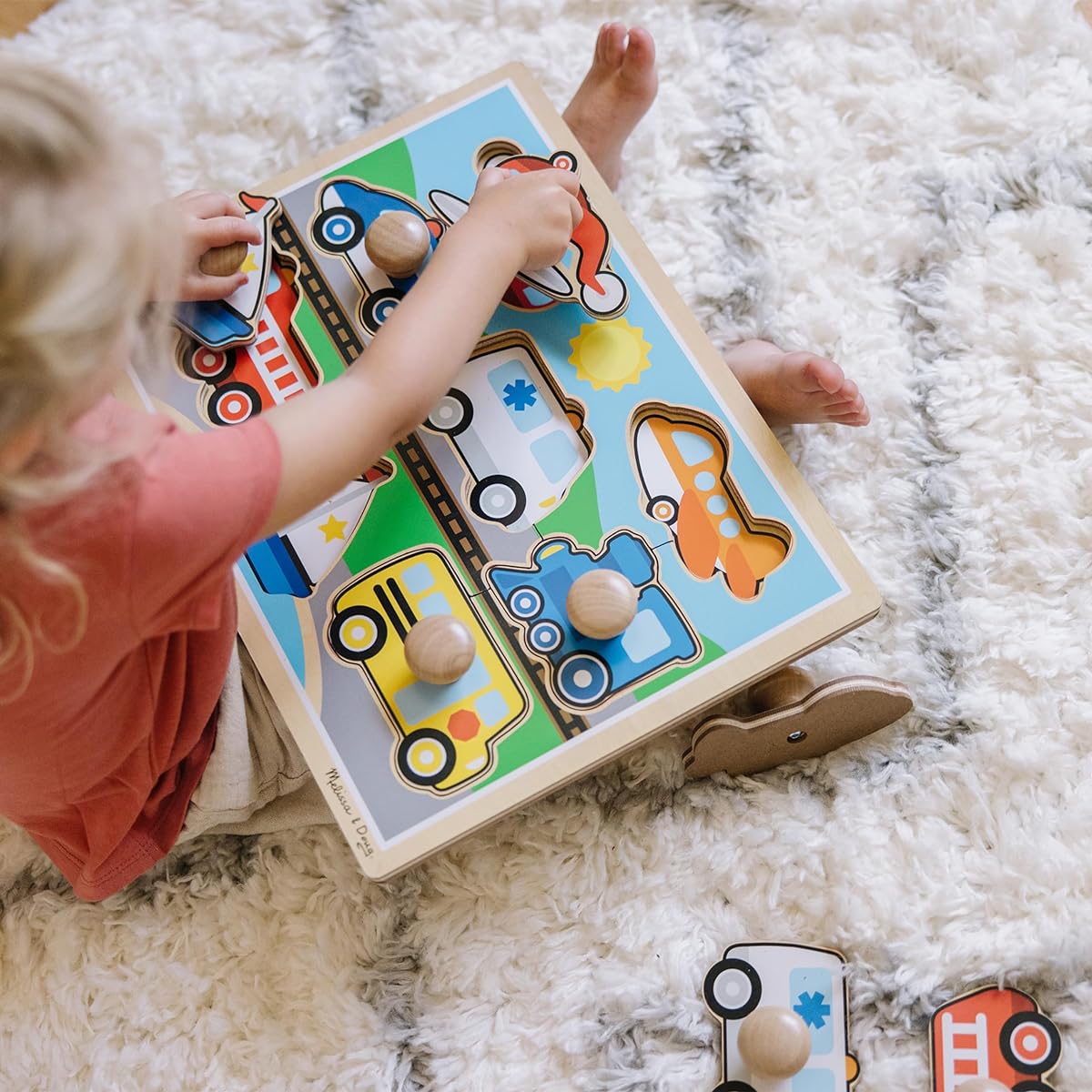 Melissa & Doug Vehicles Jumbo Knob Wooden Puzzle (8 Pieces)