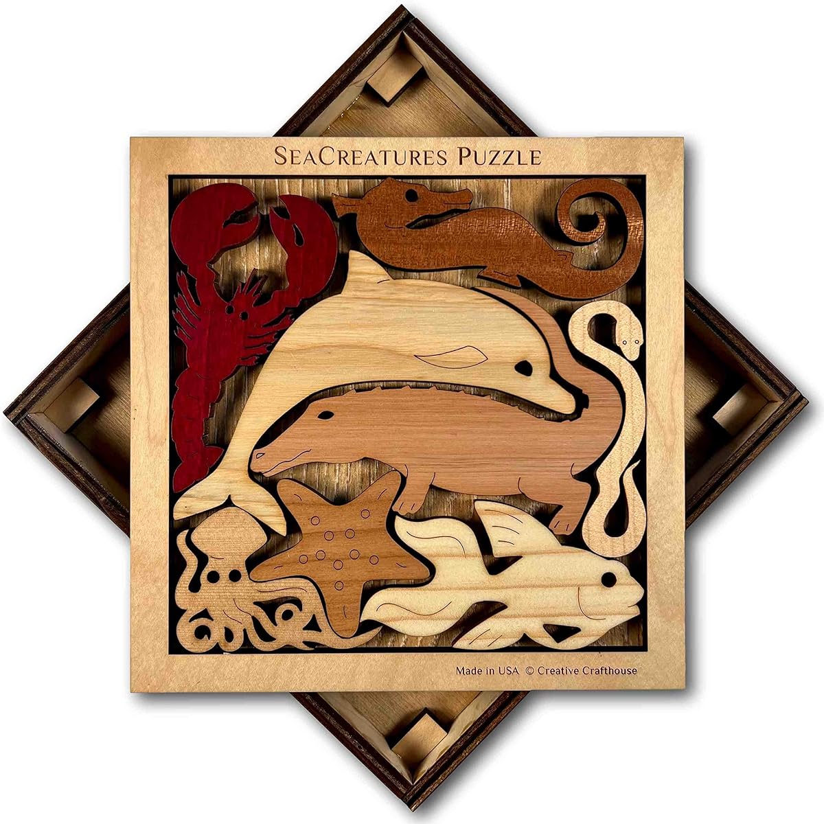Sea Creatures an Aquatic Adventure of a Wood Puzzle and Brain Teaser