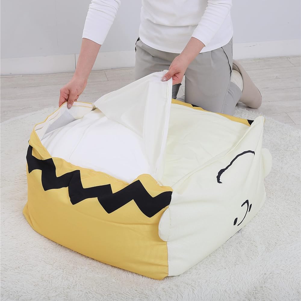 Nishikawa PEANUTS Bead Cushion, Large Size, Washable Cover, Charlie Brown, Beige, WG91209501