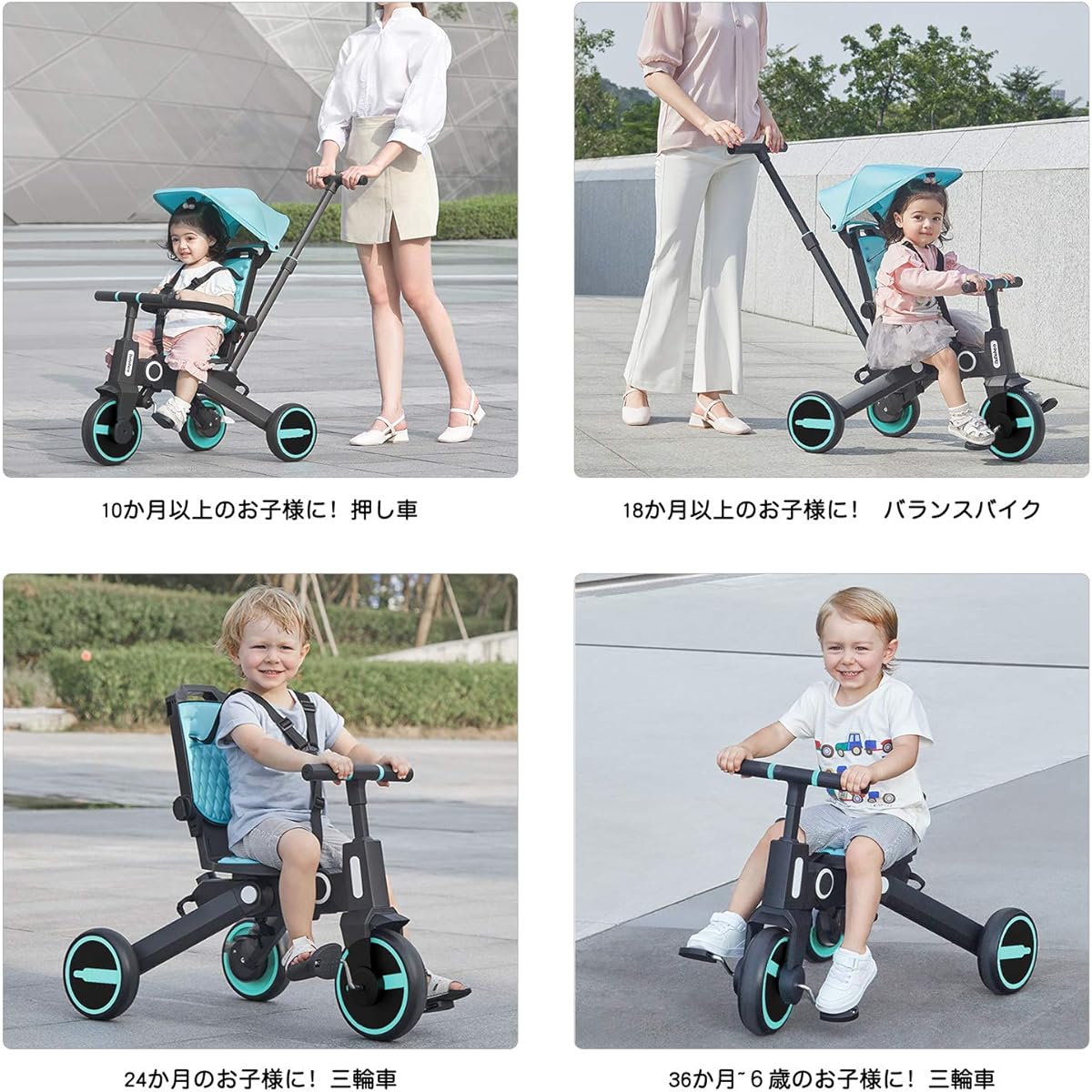 Chinqueeny Tricycle with Handlebar, Folding Transformation Bike with Sunshade, Handcart, Stroller with Pedals, Easy to Assemble, Compact, Ultra Light, Easy to Carry, Birthday Gift for 2 Years Old, 3 Years Old, 4 Years Old, 5 Years Old, 6 Years Old (Blue)