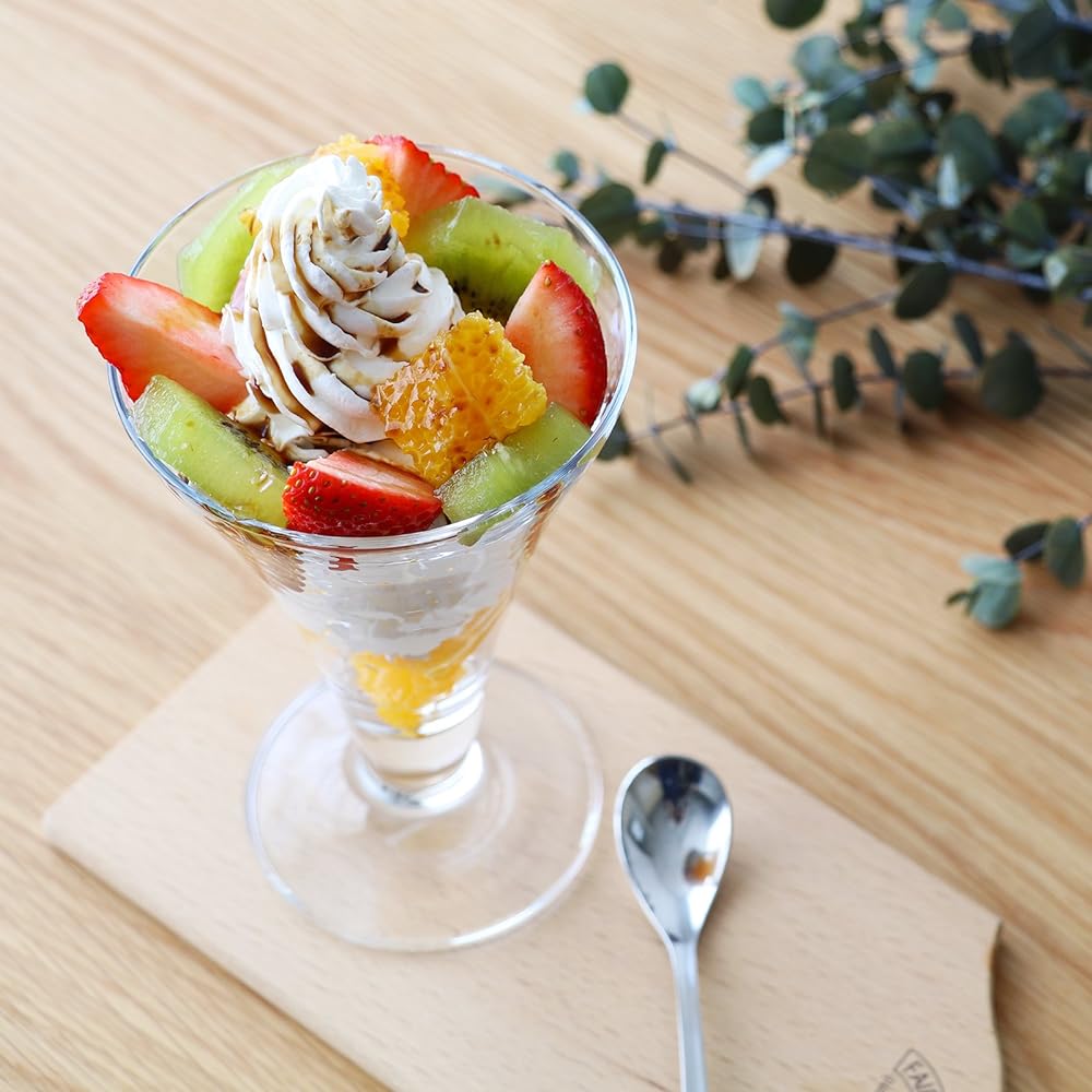 ADERIA H・AX Dressy Parfait Glass Clear 290ml Set of 6 Made in Japan Dessert Sundae Container Cup Glass Stylish Ice Cream Cream Soda with Feet Coffee Shop Tableware Commercial Use Reinforced Mouth Standard L6643