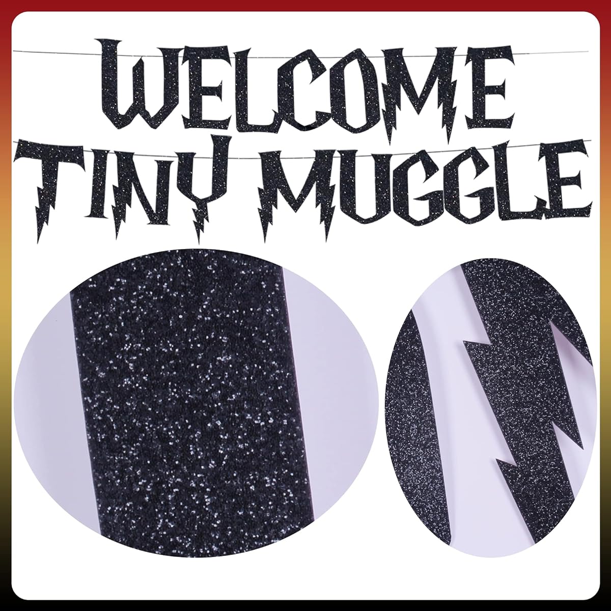 HOMEZZO Magical Wizard Baby Shower Decorations - Welcome Tiny Muggle Banner, Party Decor, HP Balloon Garland Arch, Inspired Bolt, Deathly Hallows Cake Topper
