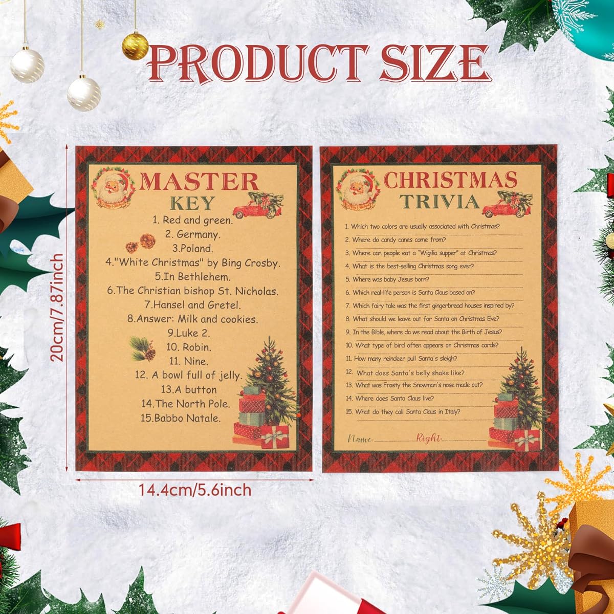 Christmas Trivia Game Christmas Word Scramble Game Holiday Trivia Cards for Family Christmas Party Trivia Cards Challenge Game Fun Game 60 Questions 10 Sheets Answers 7 x 10 inches
