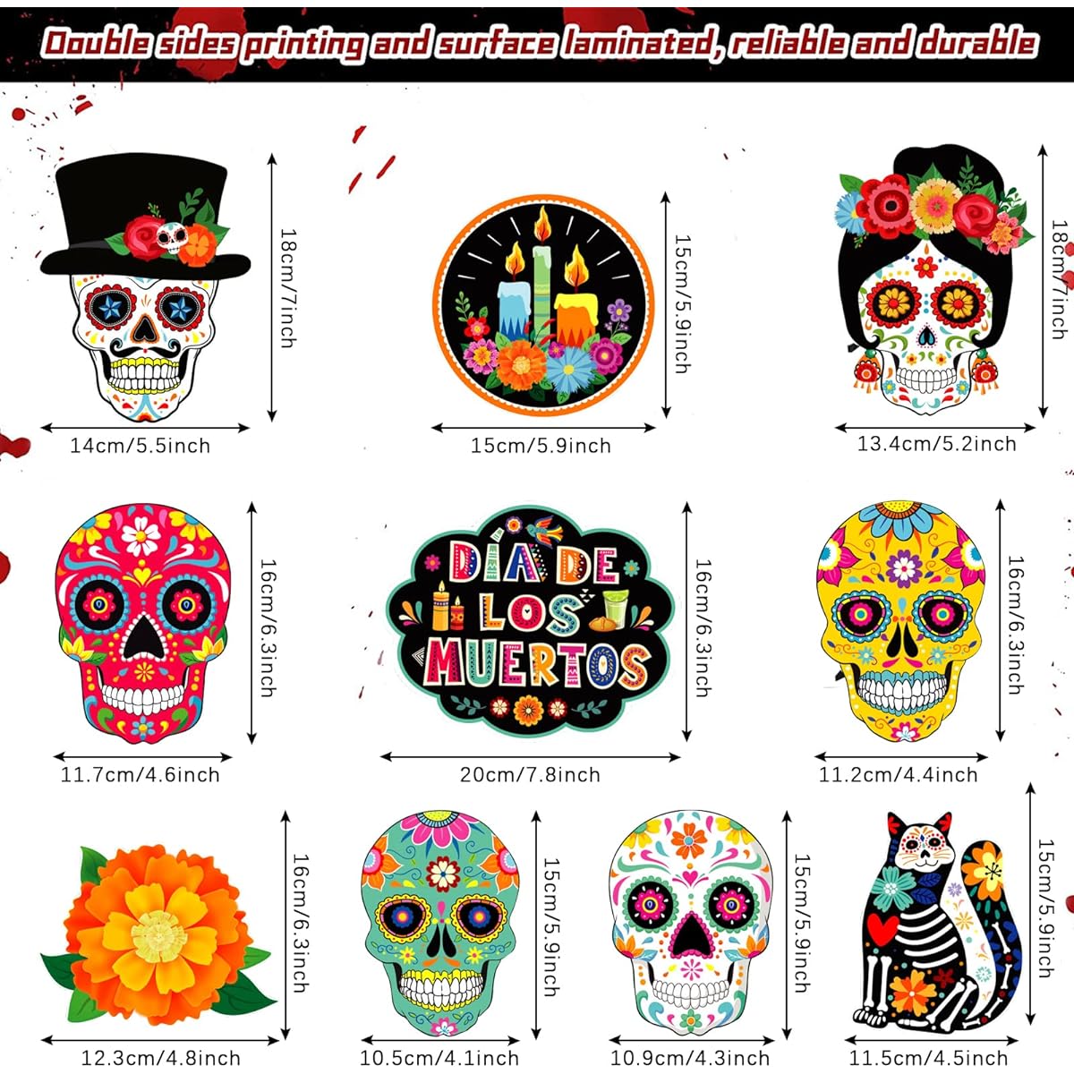 Day of the Dead Decorations Dia De Los Muertos Hanging Swirls Decor Sugar Skull Flowers Day of the Dead Birthday Mexican Party Supplies Set of 50