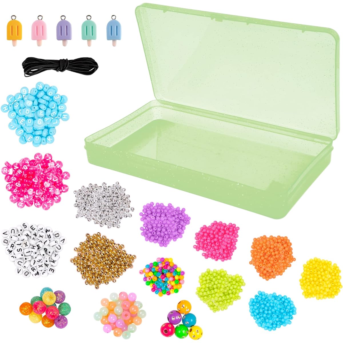 Fashion Angels Ice Pop Bead Shop Beading Kit - 2500+ Beads for Friendship Bracelets and Necklaces - Jewelry Design Kit with Keeper Case - Ages 8+