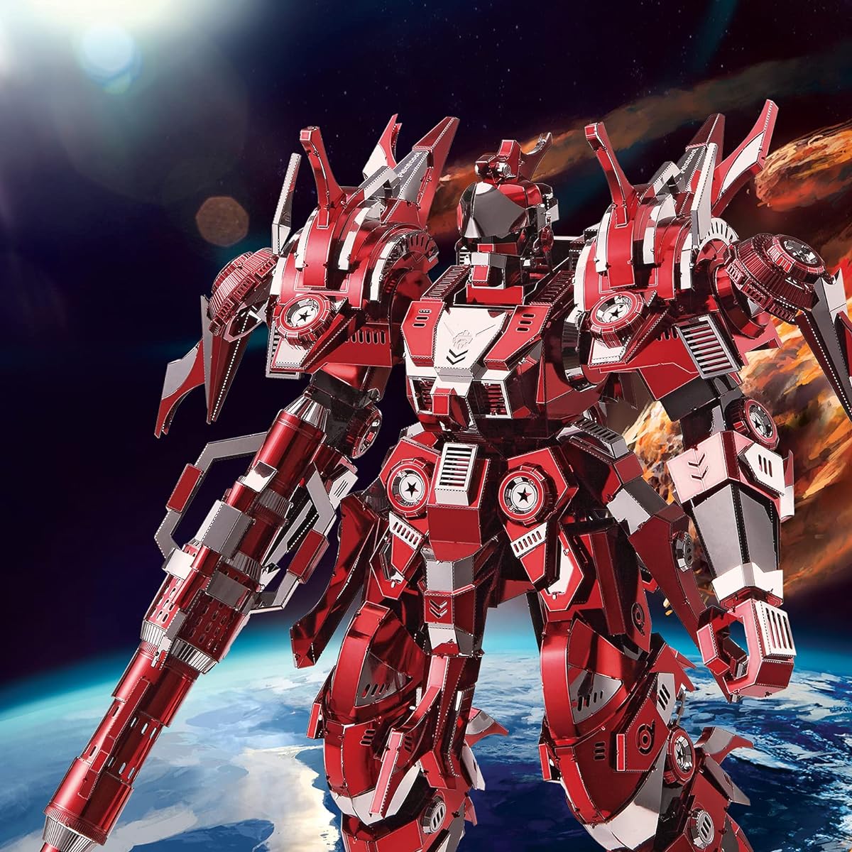 Piececool 3D Metal Puzzle Mecha Model Kits Red Thunder Figure Model Building Kit for Adults DIY Brain Teaser 3D Puzzle for Teens Students Fidget Toys Great for Birthday 522 Pieces