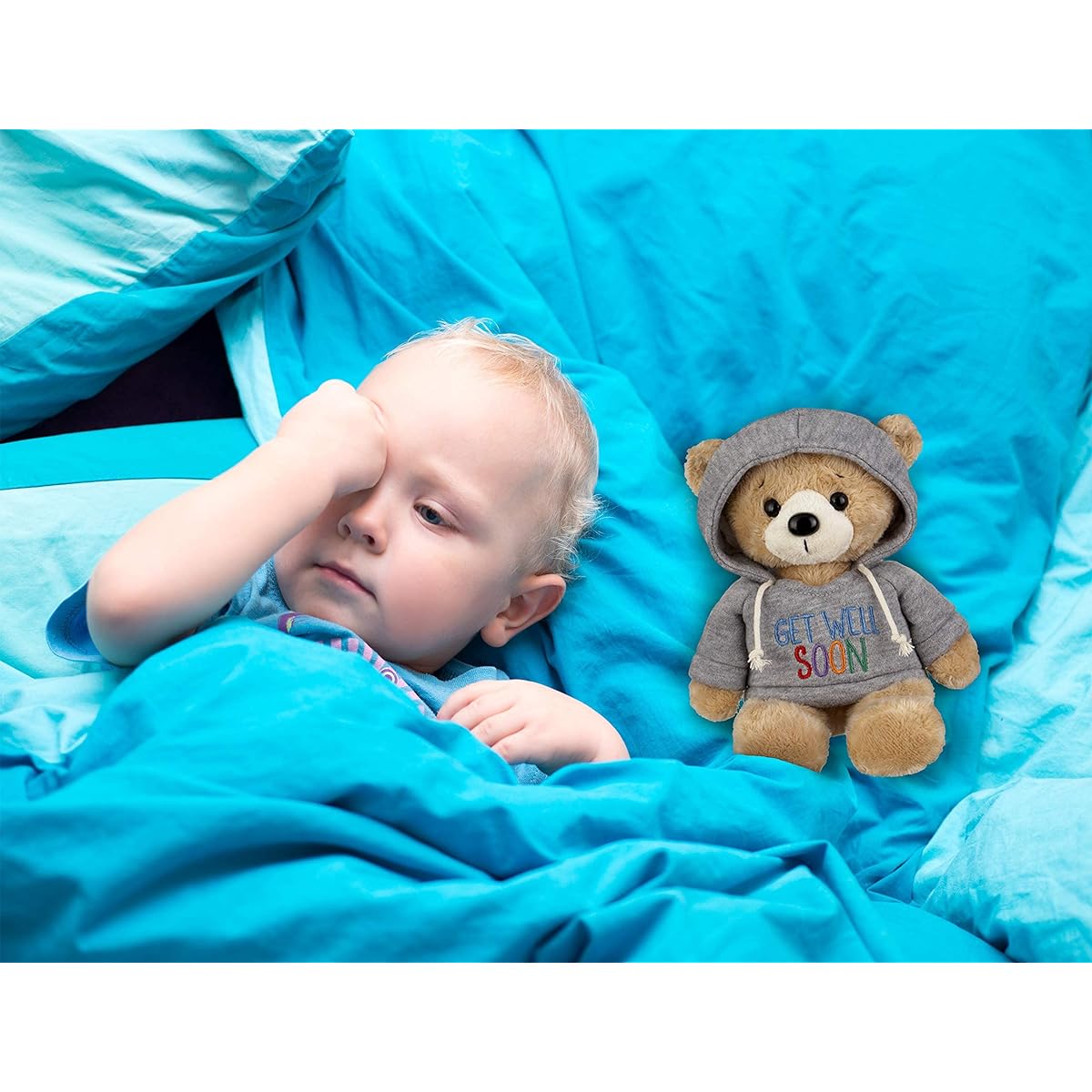 Ganz 9 Get Well Teddy Bear Grey Hoodie Plush Comfortable Love