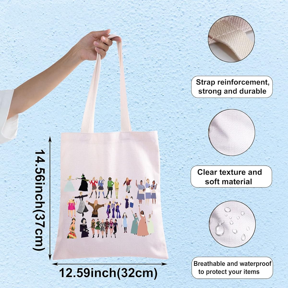 BWWKTOP Broadway Musical Character Broadway Musical Tote Bag Musical Theater Fan Gift Broadway Musical Cosmetic Makeup Bag