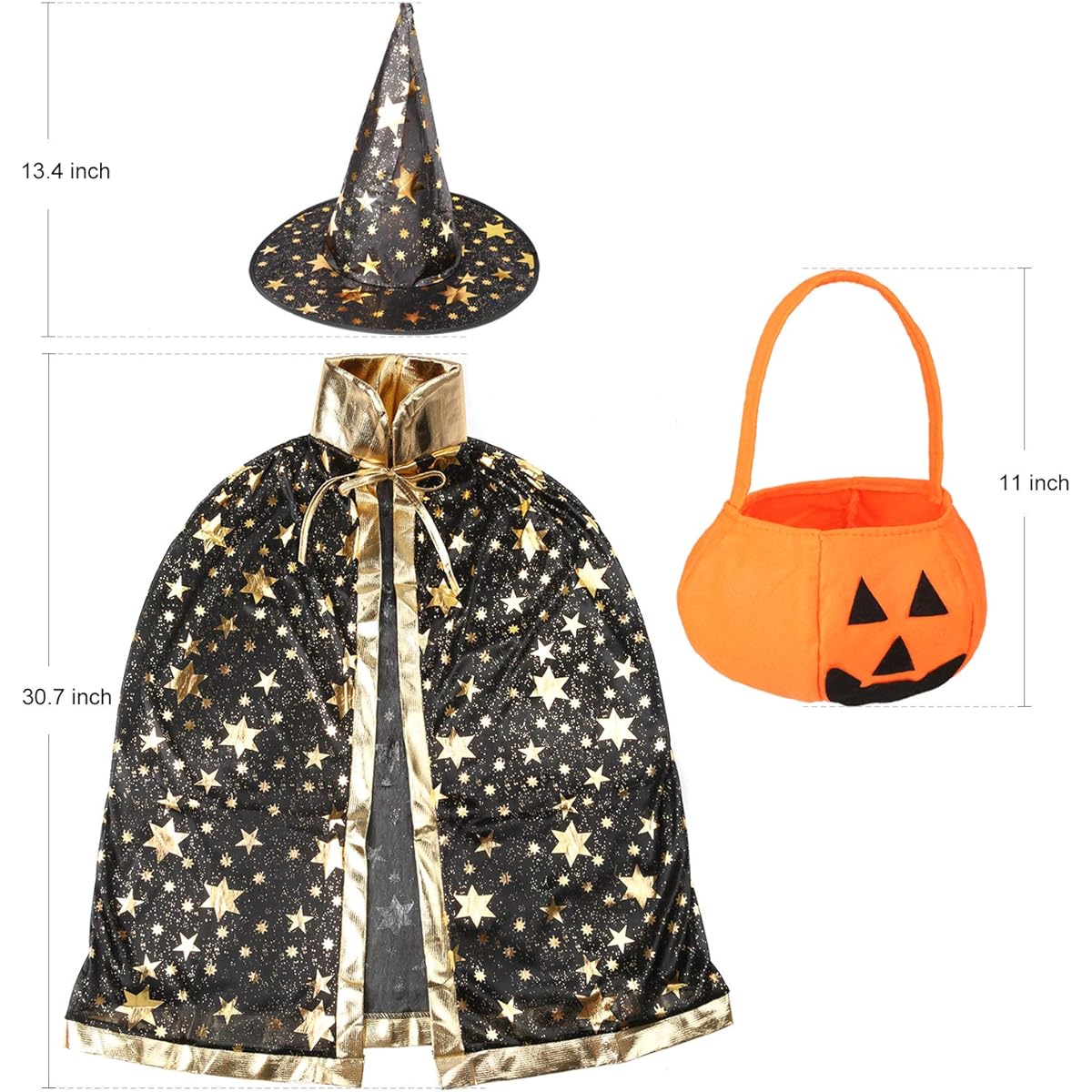 Sawaruita Halloween Costume Witch Cape Witch Cloak with Hat Stay Pattern Pumpkin with Pockets for Kids Role Play Party