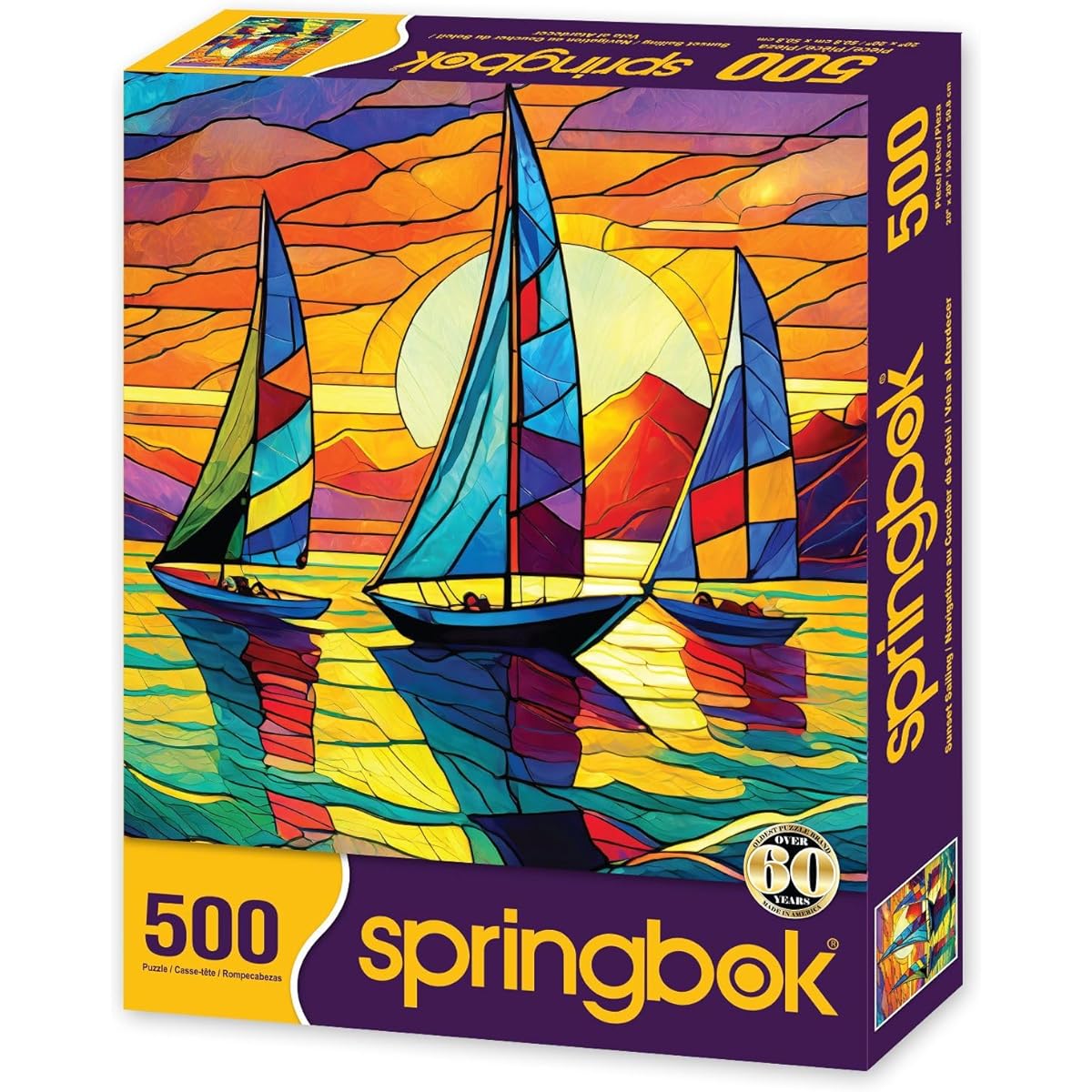 Springbok Sunset Sailing 500 Piece Jigsaw Puzzle for Adults - Unique Cut Pieces - Made in the USA