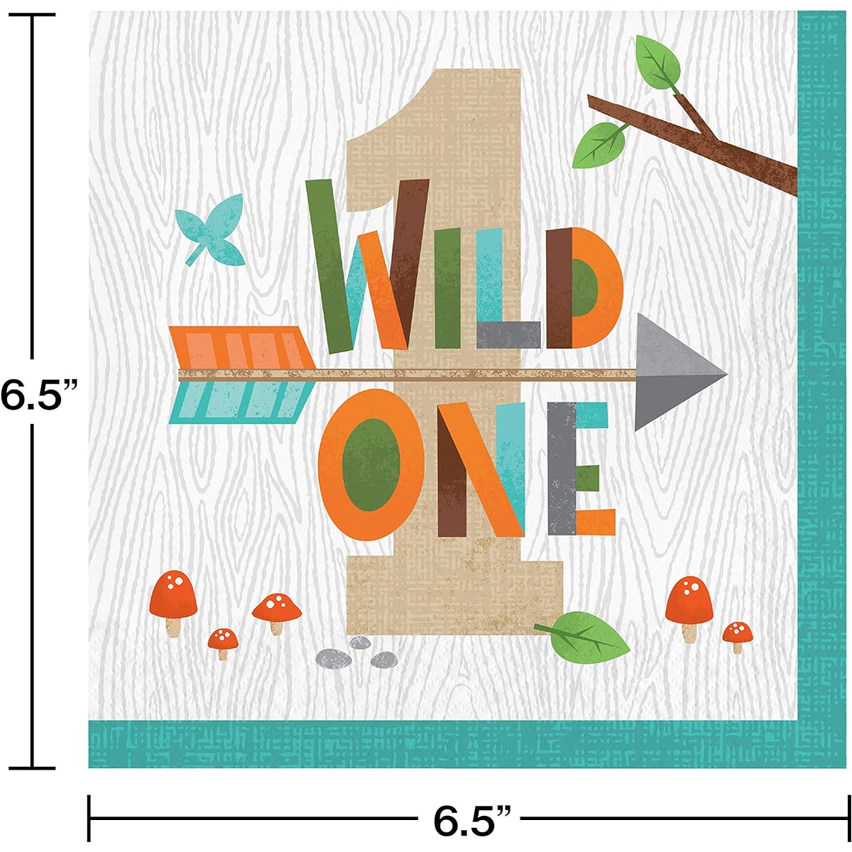 Wild One Woodland Napkins, 48 Count
