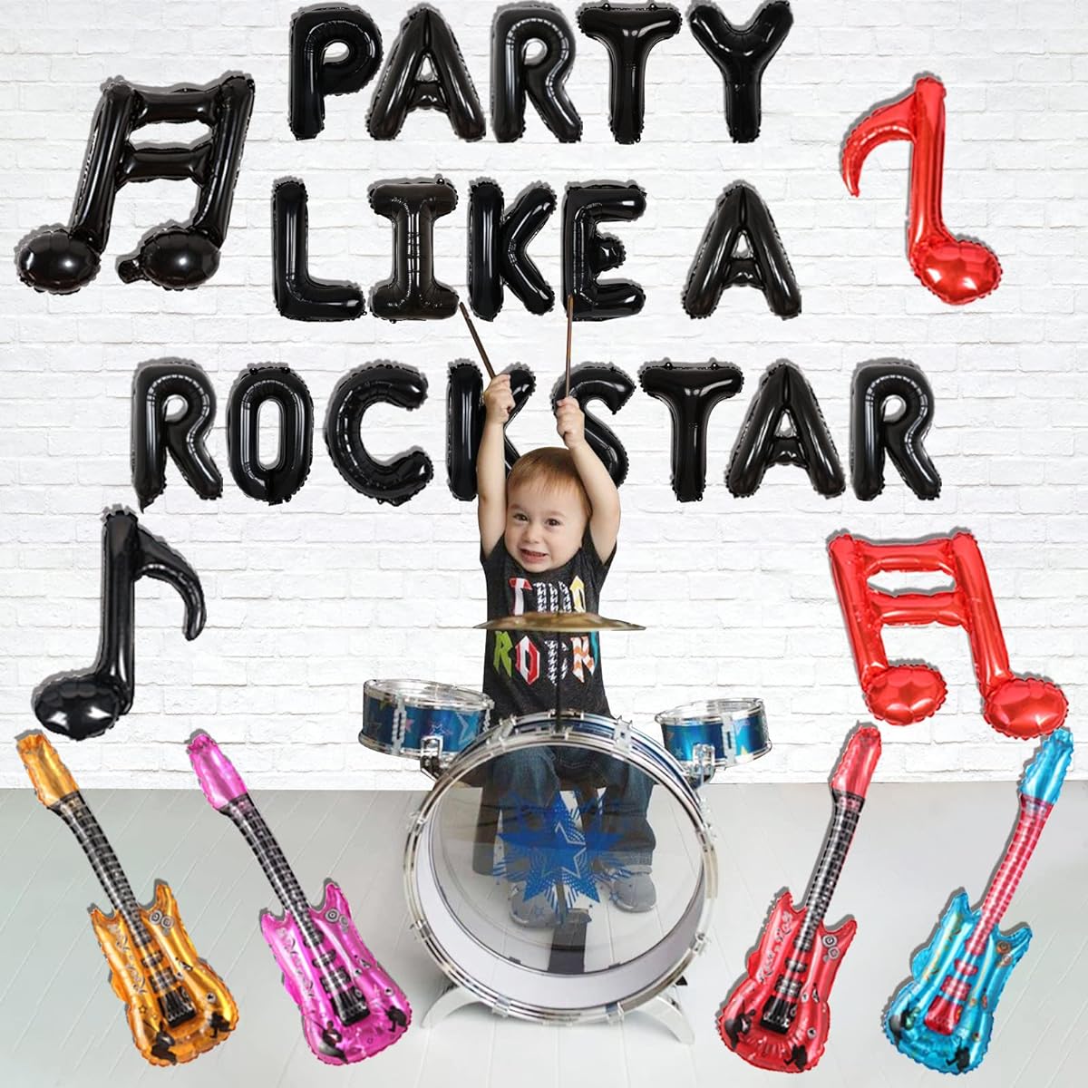 Rock and Roll Theme Party Decorations, Party Letter Banner Like a Rock Star Born to Rock Party Decorations Guitar Notes Balloons Music Theme Birthday Party DJ Bar Karaoke Hippie Party Decoration