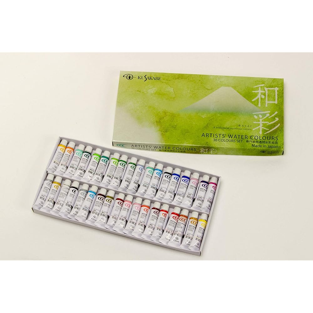 KUSAKABE Transparent watercolor paint Japanese color 36 color set 5ml (No. 2)