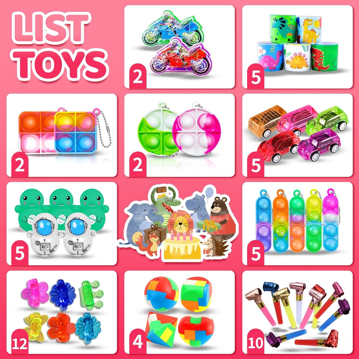 80pcs Kids Party Favors Ages 3-5 Party Toy Assortment Treasure Box Birthday Party Goodie Bag Stuffers for Kids Carnival Prizes Pinata Fillers Classroom Prize Boxes