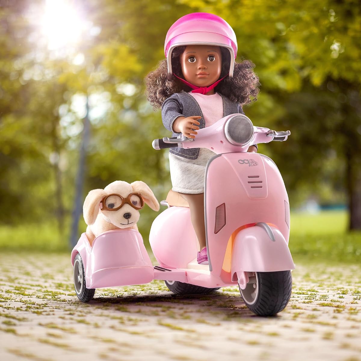 Our Generation by Battat- Ride Along Scooter with Sidecar - Includes Work Lights & Horn, Toys & Accessories for 18" Dolls - Ages 3+