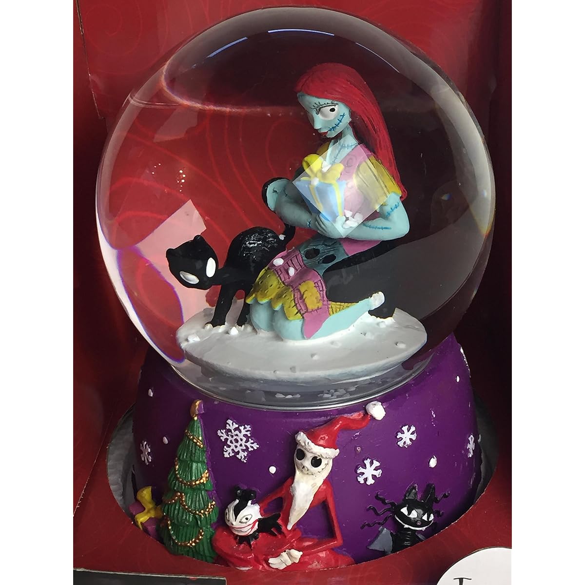 Sally and Black Cat Musical SnoMotion Waterglobe - Nightmare Before Christmas Snowglobe