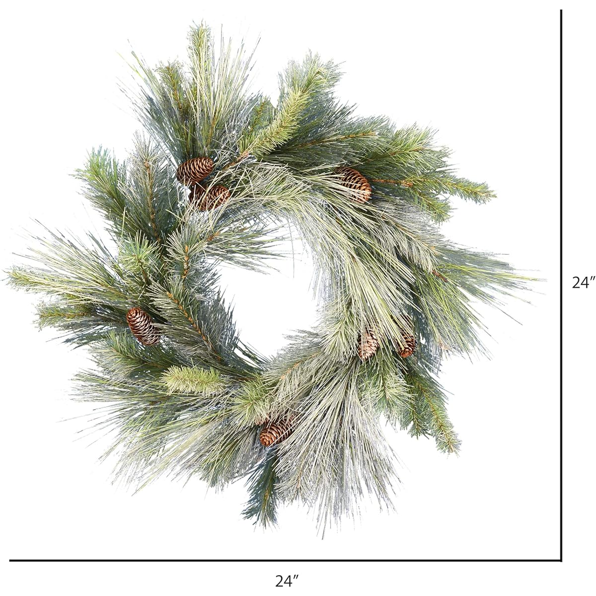 Vickerman 24" Frostmeyer's Pine Artificial Christmas Wreath, No Lights - Faux Pine Christmas Wreath - Indoor Seasonal Home Decor