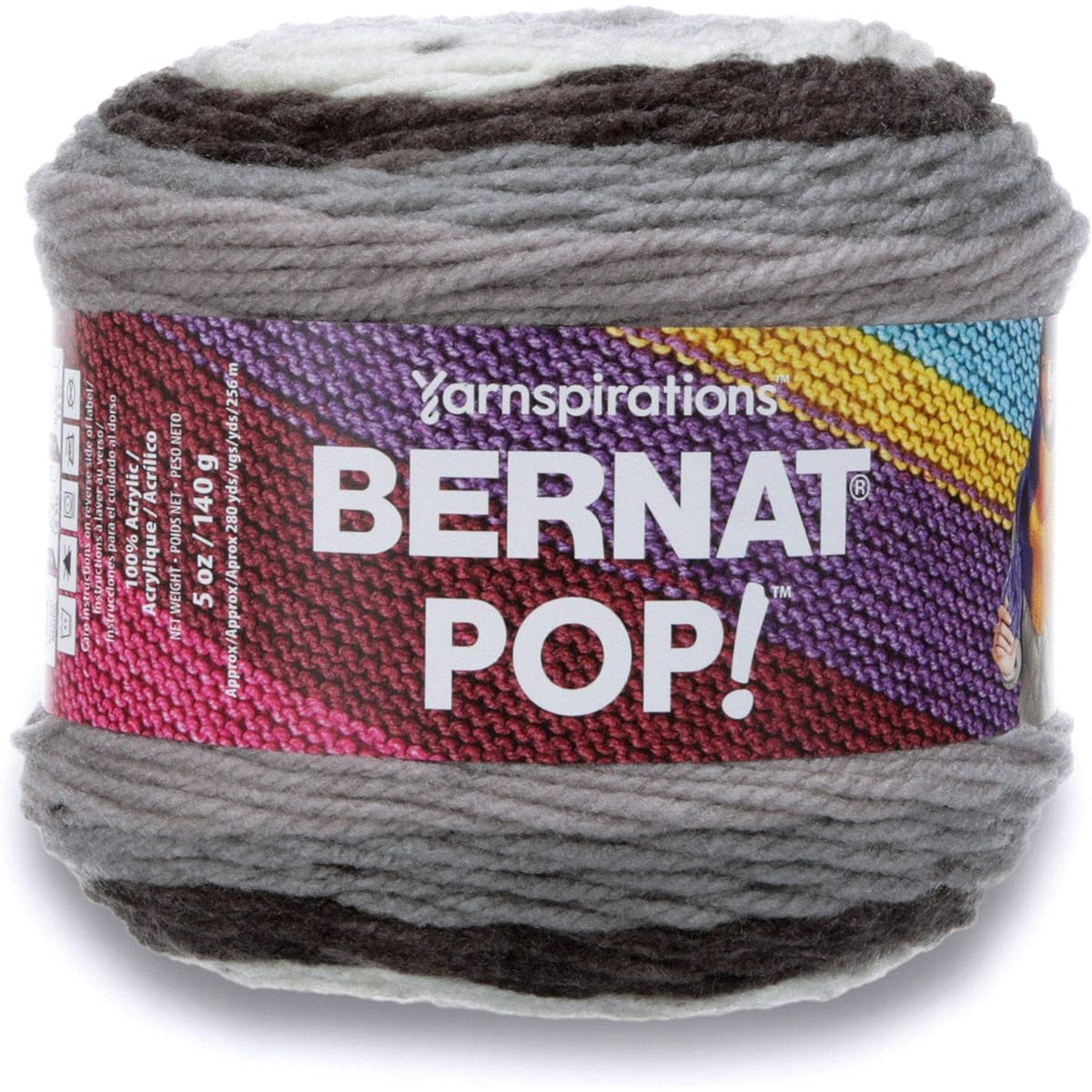 Bernat Pop! Yarn - 6 Pack Patterned (Ebony & Ivory)