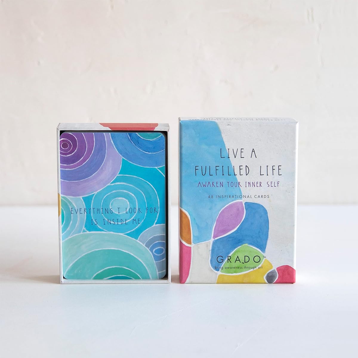 GRADO Live a fulfilled life 48 inspirational card. healthy habits. A positive reminder. Achieve your goal.
