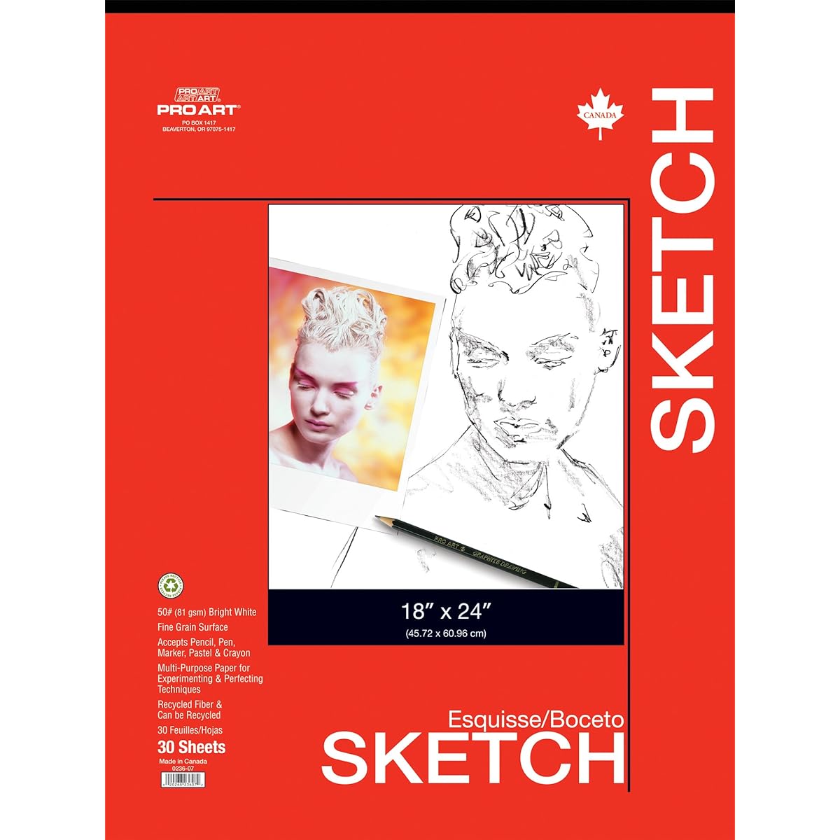 Pro-Art Pro Art Advantage Sketch Pad 5-1/2-inch x 8-1/2-inch, 100 Sheet Side Wire Bound Pad 0240-01