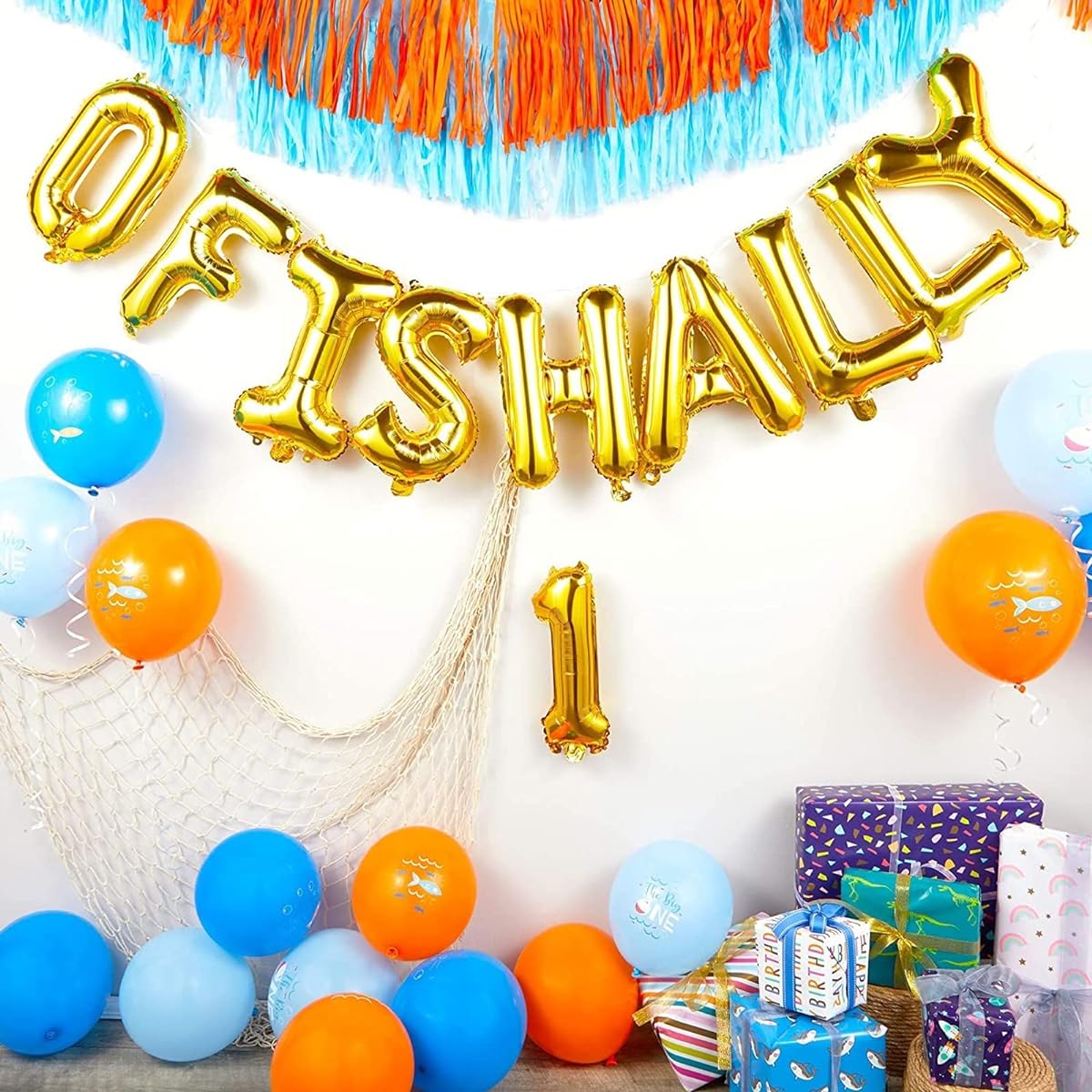 The Big One Balloons for 1st Birthday Party Ofishally 1 Decoration (61 Pieces)