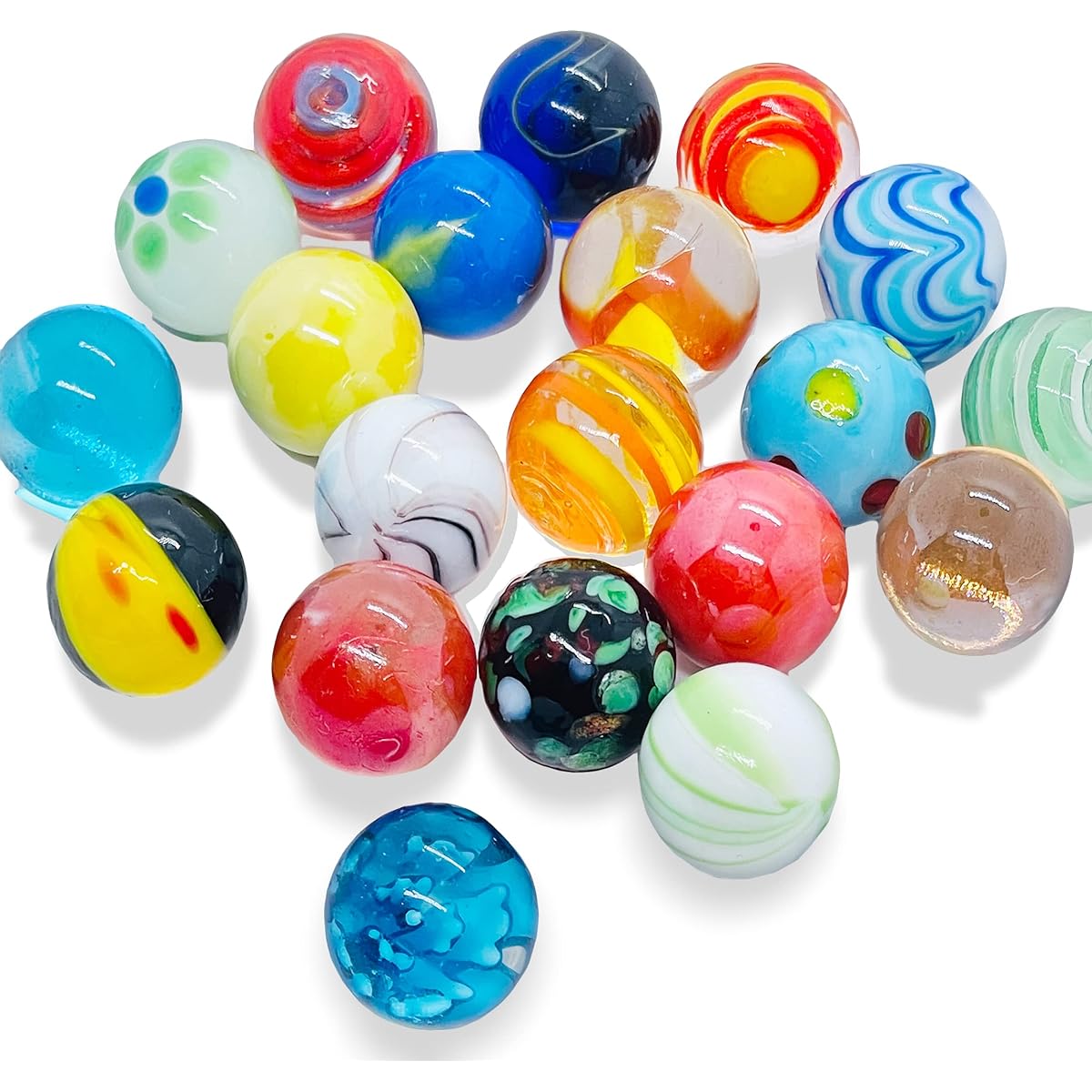 20pcs Beautiful Marbles for Kids 6-8-12 Years Lovely and Cheerful Colors Marble Shooter Run Track Game Small Marbles Game Toy (16cm)