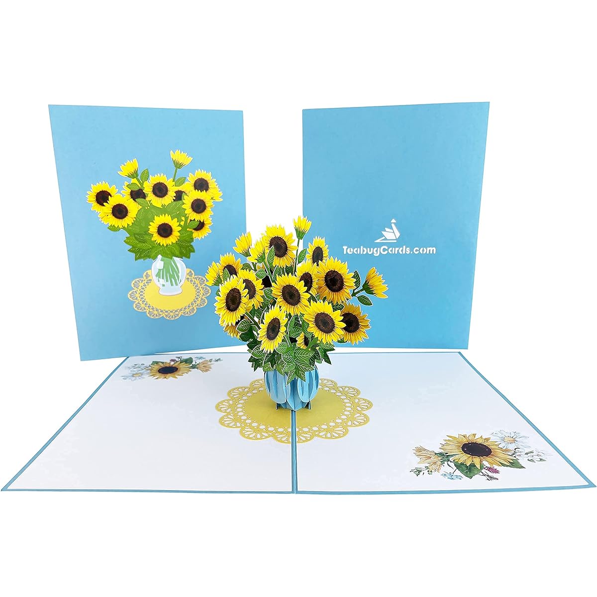 Sunflowers in a Vase Pop-up Birthday Card Mother's Day Card Flower Bouquet Card Summer Card "Thinking of you" Get Well Card Sympathy Card