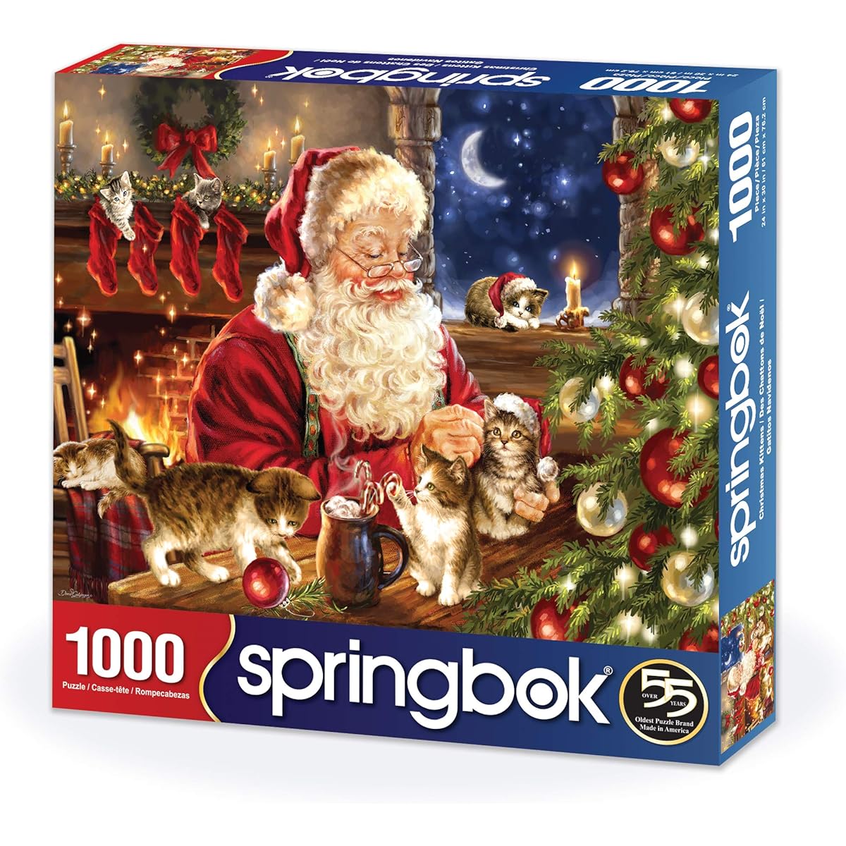 Springbok 1000 Piece Jigsaw Puzzle Christmas Kittens - Made in the USA 1000 Multi