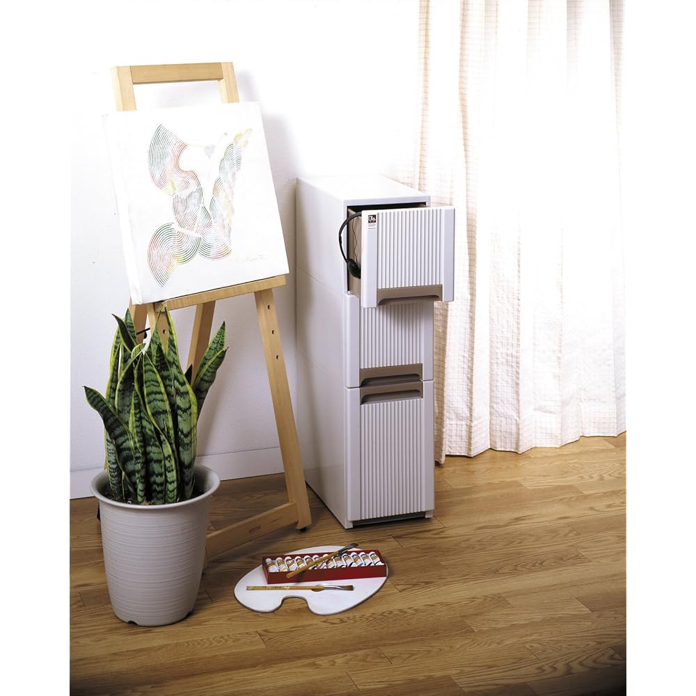 Sanko Plastic Made in Japan 3 Tier Gap Storage Aura Slim Width 23.8 x Depth 45 x Height 84.3cm Beige
