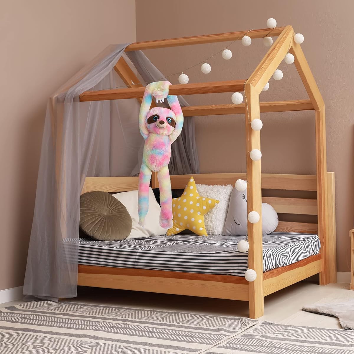WENMOTDY Hanging Sloth Plush Toy Cute Stuffed Animal for Children Grandchild Multicolor 35 Inches