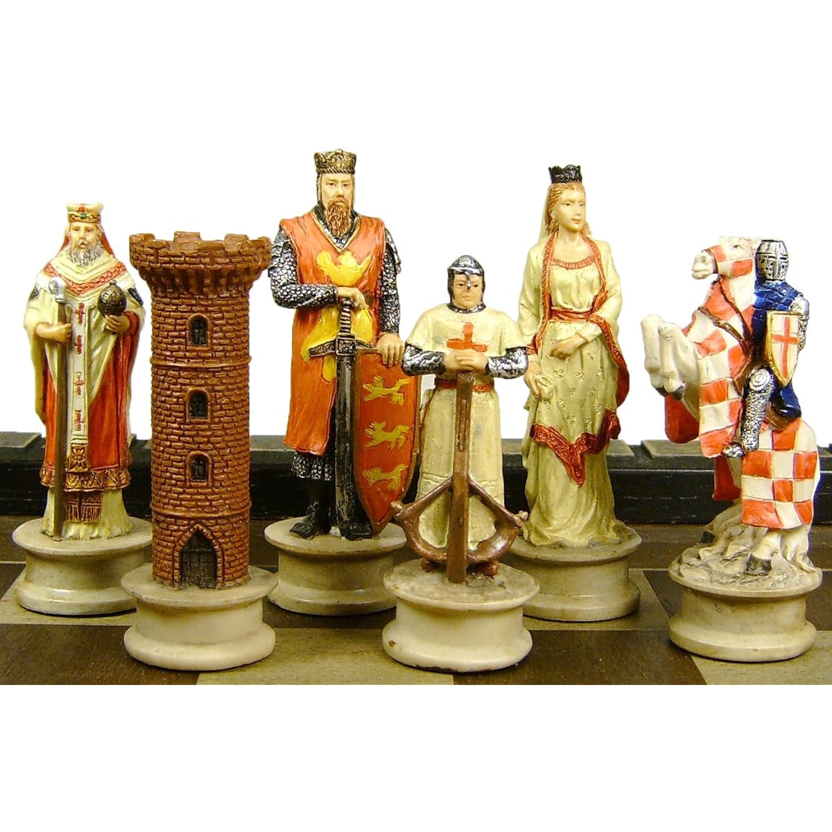 Medieval Times Crusades Arabian vs Christian Knights Chess Set w/ 17" Castle Board