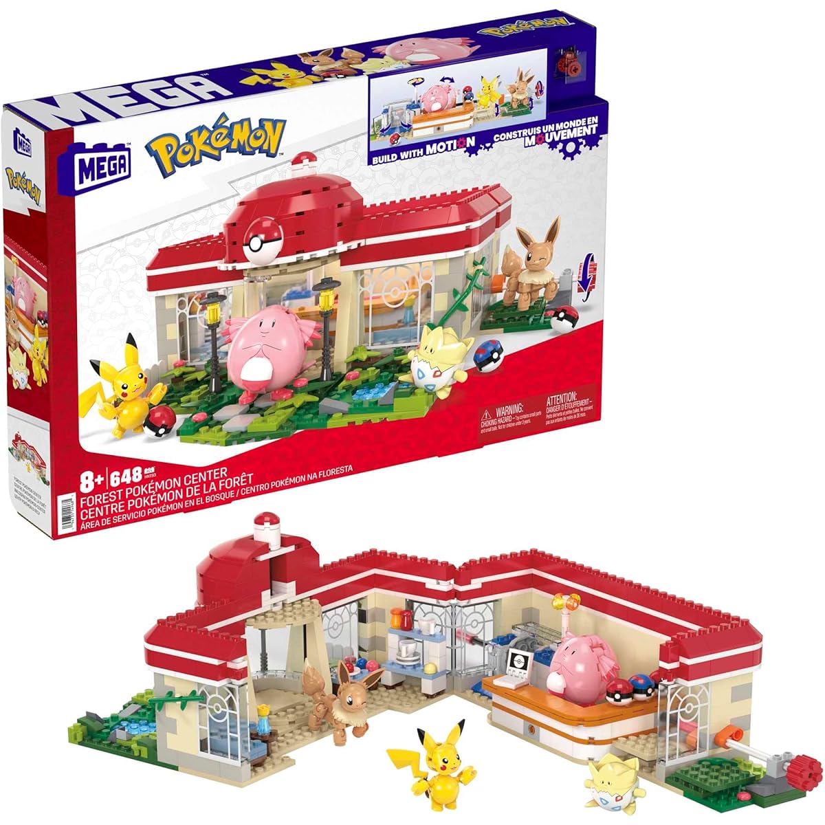 MEGA Pokemon Adventure World Discovery! Jungle Ancient Ruins & Lucky's Forest Pokemon Center - Pikachu, Eevee, and Togepi Set