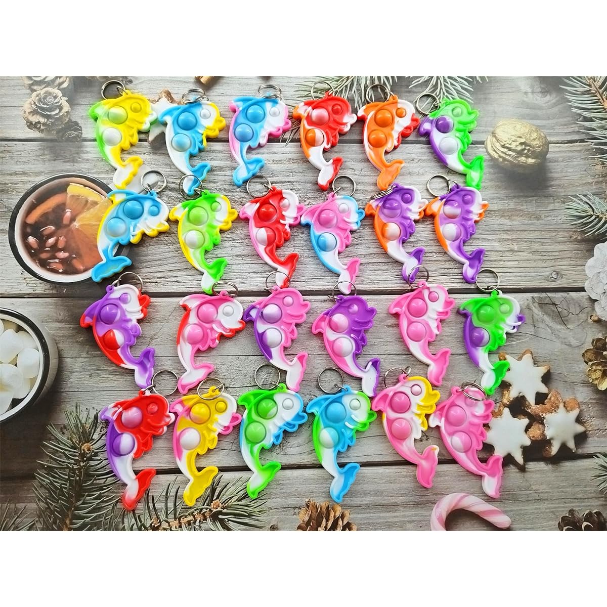 Mini Pop Fidget Keychains for Boys and Girls, Holiday Party Supplies, Student Prize Gifts